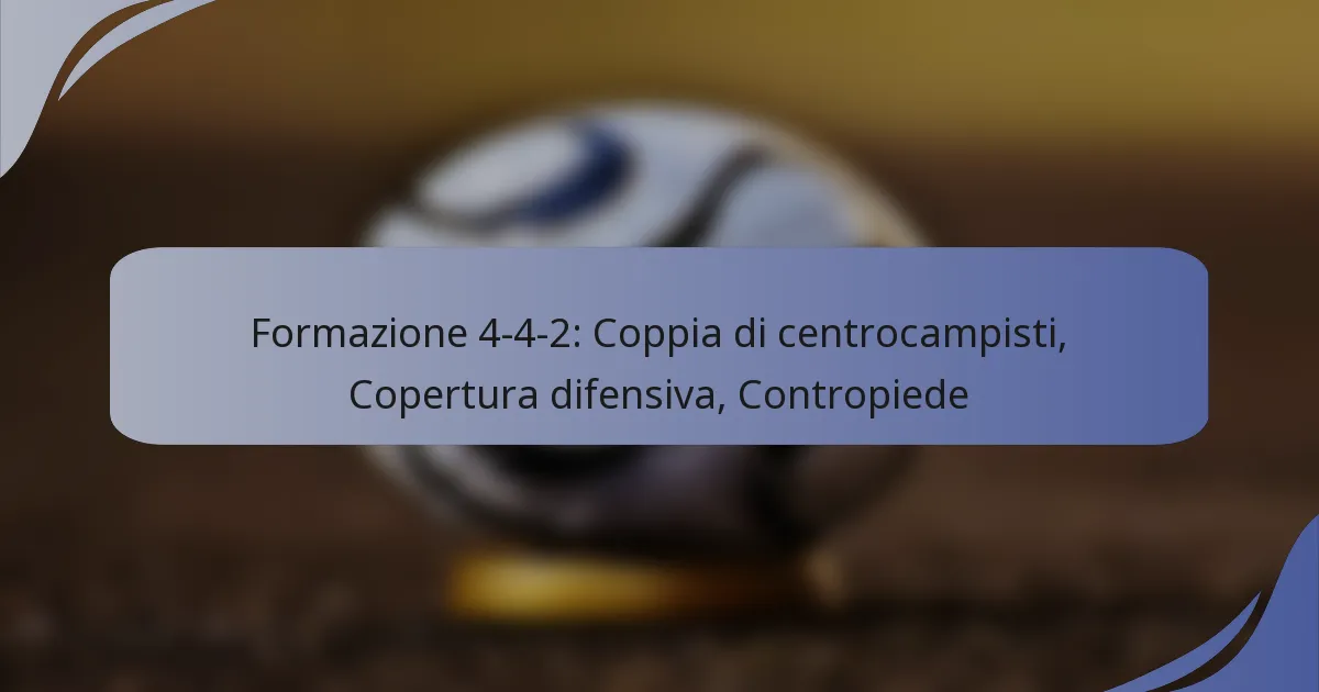 Formazione 4-4-2: Coppia di centrocampisti, Copertura difensiva, Contropiede