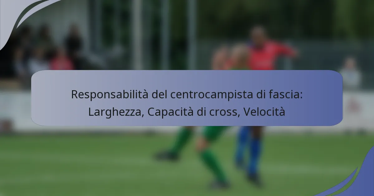Responsabilità del centrocampista di fascia: Larghezza, Capacità di cross, Velocità