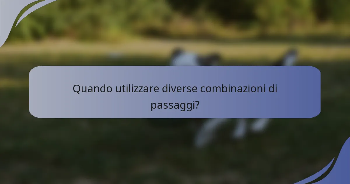 Quando utilizzare diverse combinazioni di passaggi?